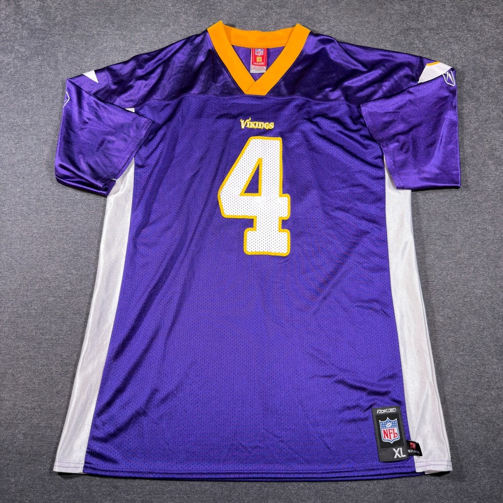 Reebok NFL Jersey Men XL Purple Brett Favre Minnesota Vikings V-Neck Mesh Y2K